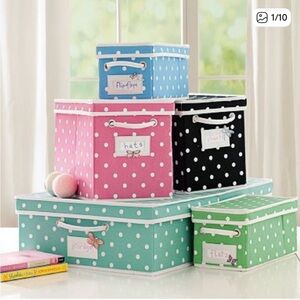 Pottery Barn Teen Dottie Canvas Polka Dot Bins - Multi dot
